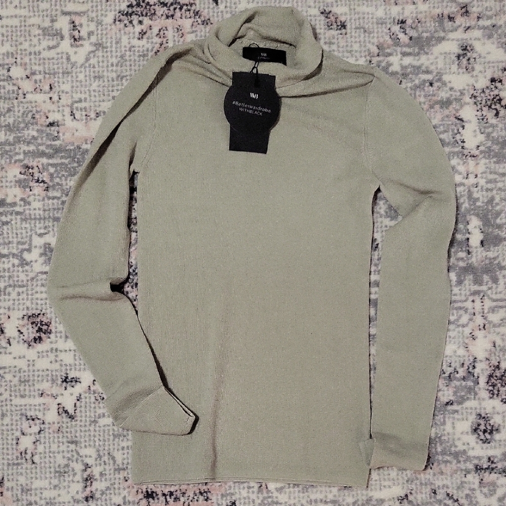 WhiteBlack WB Green Cowl Neck Sweater